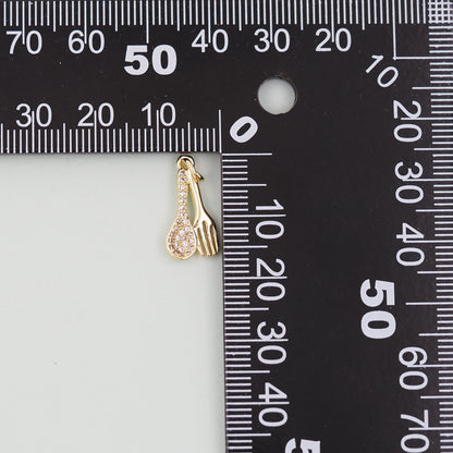 Gold Spoon and Fork Charms,18K Gold Filled Spoon and Fork Pendant,Spoon and Fork Charm Bracelet Necklace for DIY Jewelry Making Supply