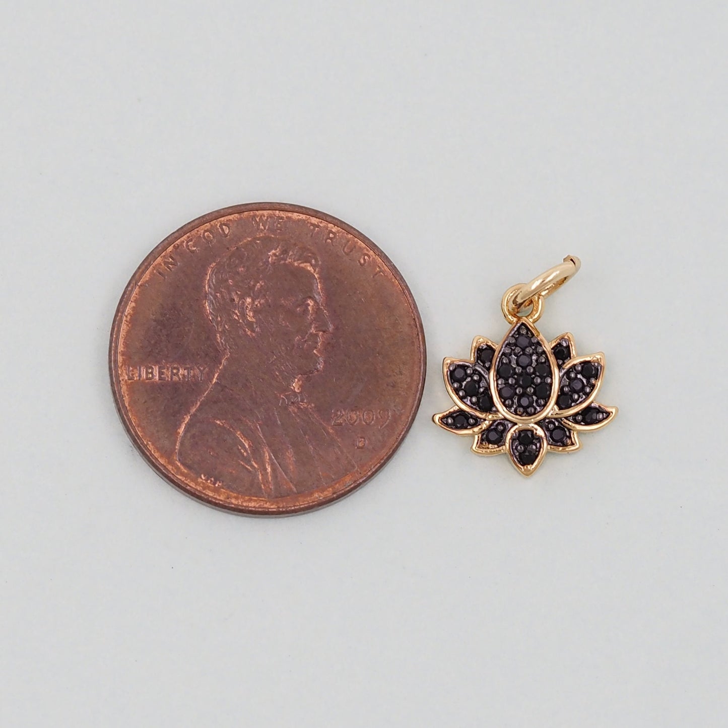 Gold Lotus Charms,18K Gold Filled meditation Pendant,Black lotus Charm Bracelet Necklace for DIY Jewelry Making Supply