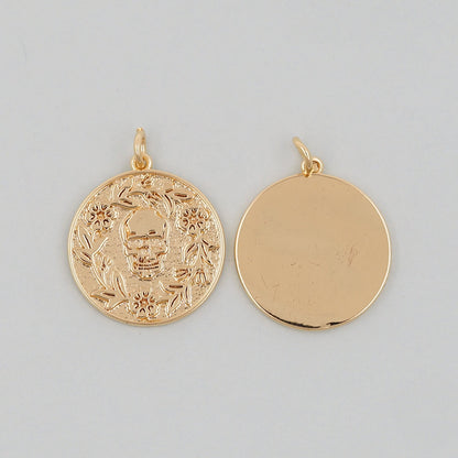 Gold Skull Charms,18K Gold Filled Skull Pendant,Skull Charm Bracelet Necklace for DIY Jewelry Making Supply