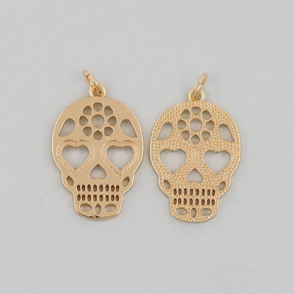 Gold Skull Charms,18K Gold Filled Skull Pendant,Skull Charm Bracelet Necklace for DIY Jewelry Making Supply