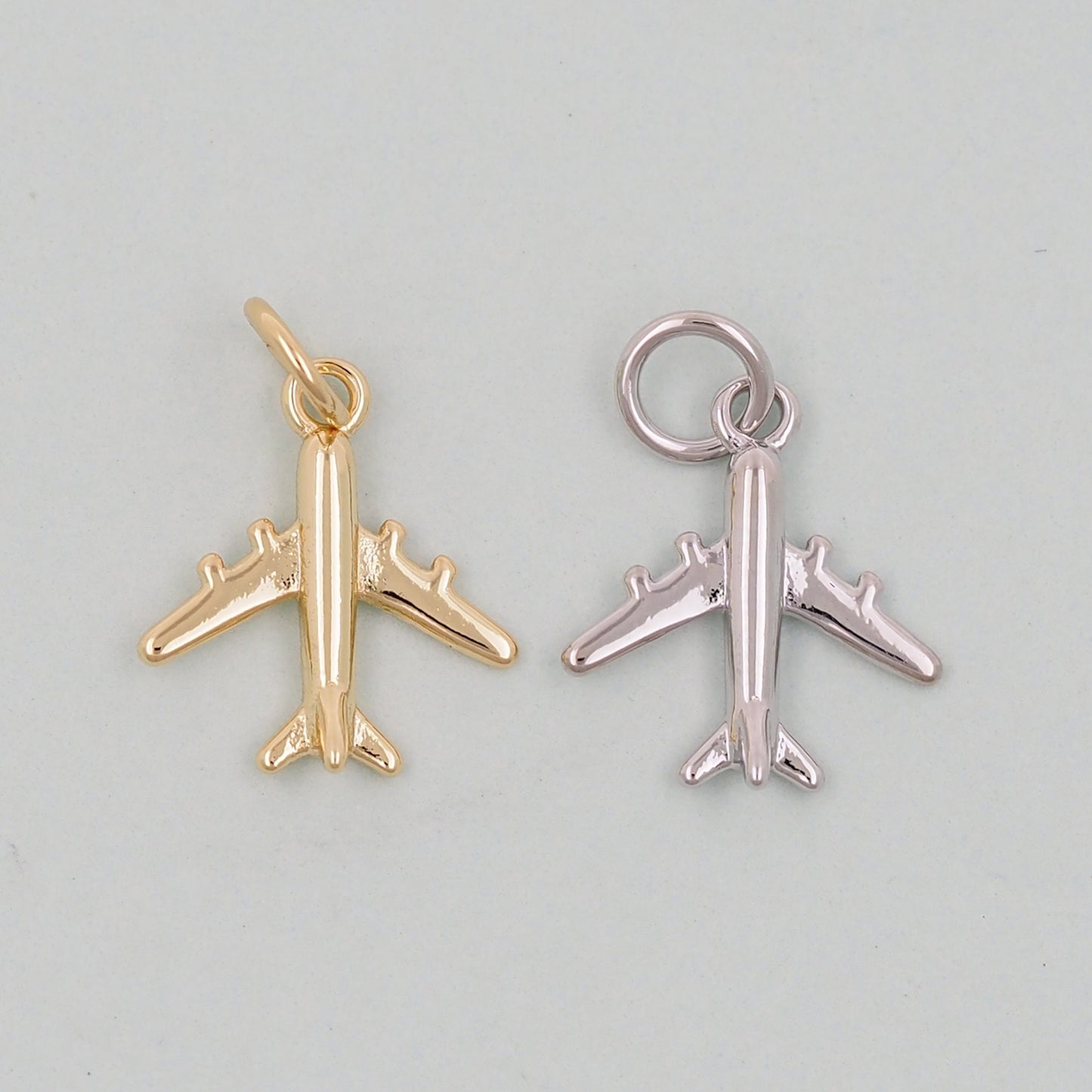 Gold airplane Charms,18K Gold Filled airplane Pendant,airplane Charm Bracelet Necklace for DIY Jewelry Making Supply