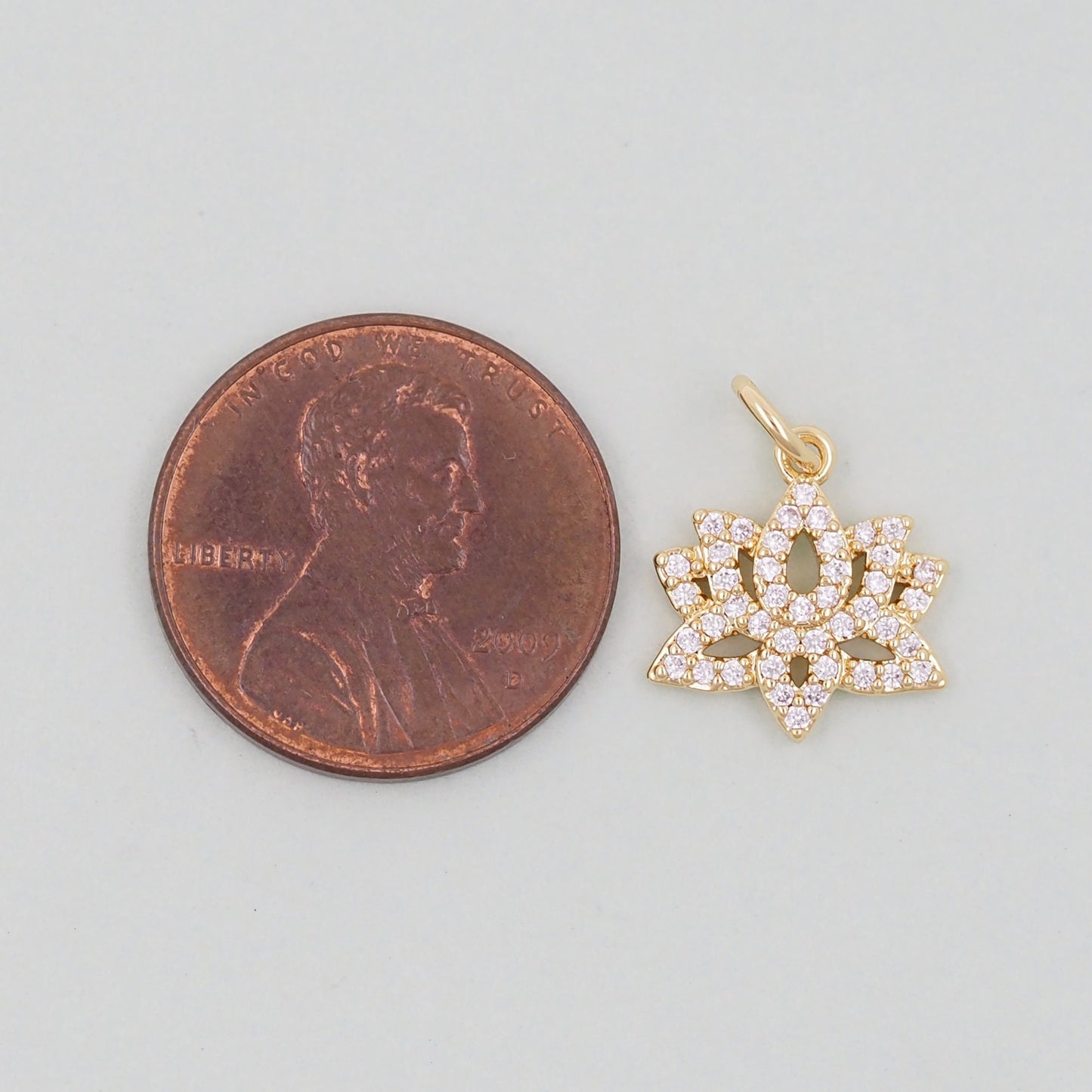Gold Lotus Charms,18K Gold Filled meditation Pendant,lotus Charm Bracelet Necklace for DIY Jewelry Making Supply