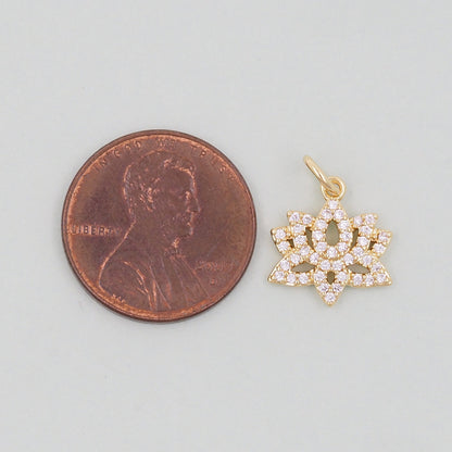 Gold Lotus Charms,18K Gold Filled meditation Pendant,lotus Charm Bracelet Necklace for DIY Jewelry Making Supply