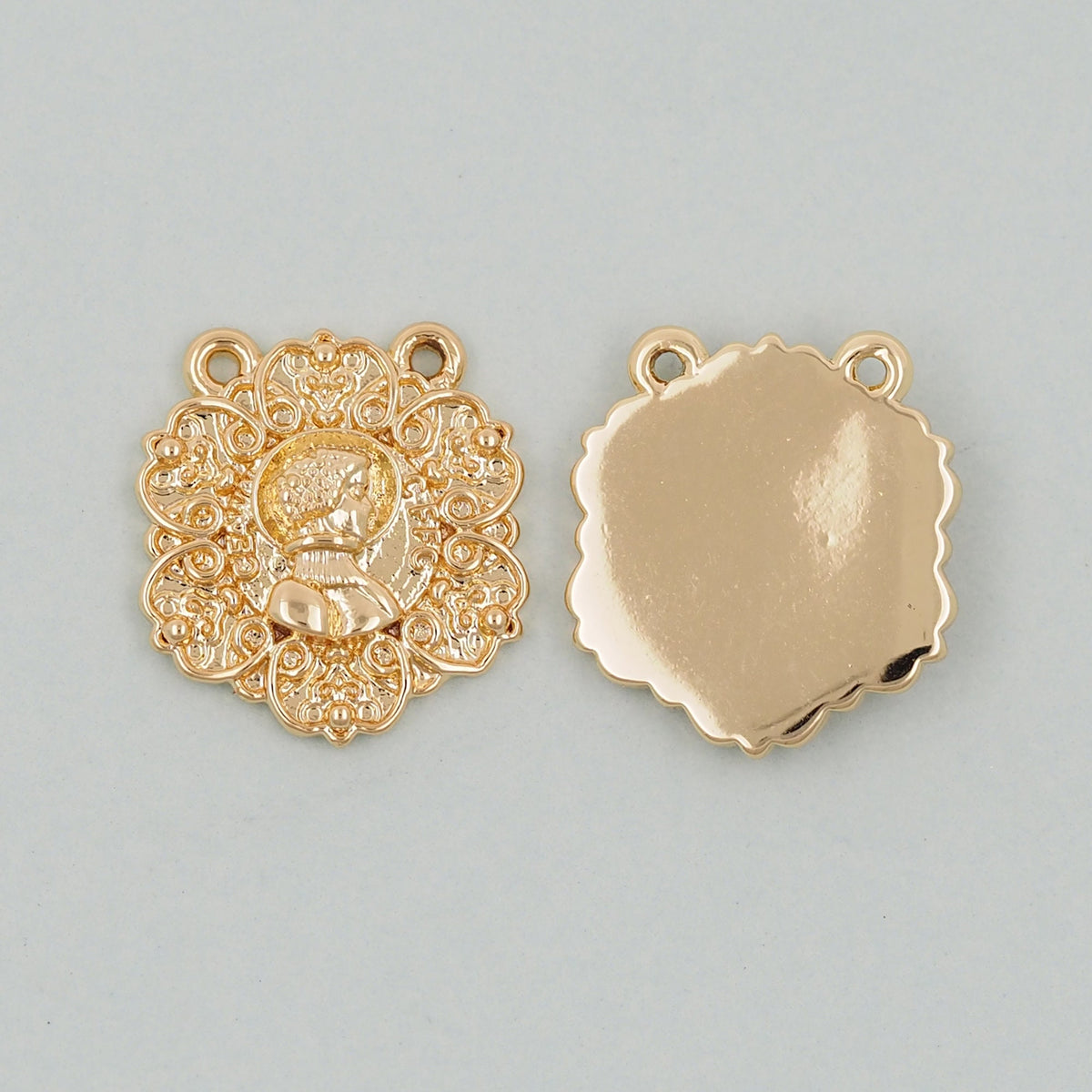Gold Geometry Charms,18K Gold Filled Round Greece Coin Pendant,geometry Charm Bracelet Necklace for DIY Jewelry Making Supply