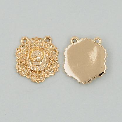 Gold Geometry Charms,18K Gold Filled Round Greece Coin Pendant,geometry Charm Bracelet Necklace for DIY Jewelry Making Supply