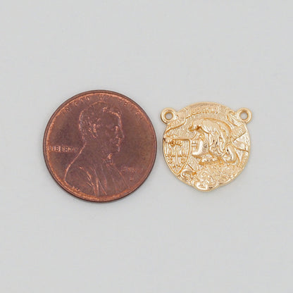 Gold Geometry Charms,18K Gold Filled Round Greece Coin Pendant,geometry Charm Bracelet Necklace for DIY Jewelry Making Supply