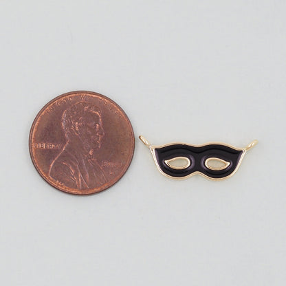 Gold enamel mask Charms,18K Gold Filled Mask Pendant,Mask Masquerade Charm Bracelet Necklace for DIY Jewelry Making Supply