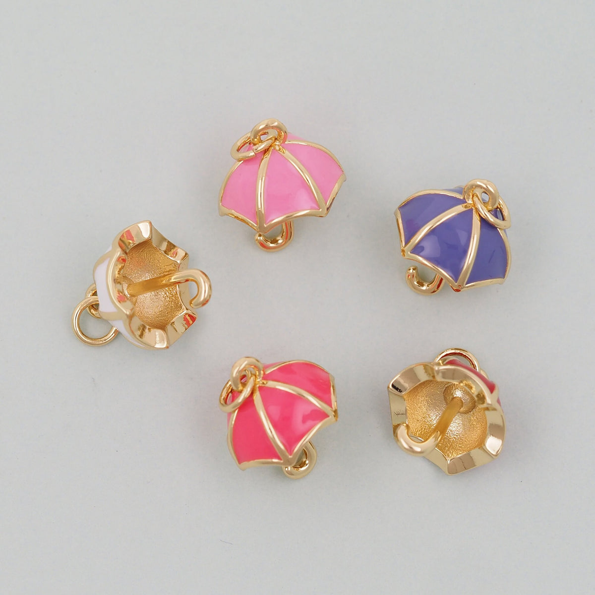 Gold Umbrella Charms,18K Gold Filled Umbrella Pendant,Enamel Charm Bracelet Necklace for DIY Jewelry Making Supply