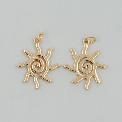 18K Gold Filled Sun Charm Pendant for Jewelry Making