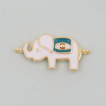 Gold Elephant Charms,18K Gold Filled CZ Elephant Pendant,Enamel Elephant Connector Charm Bracelet Necklace for DIY Jewelry Making Supply