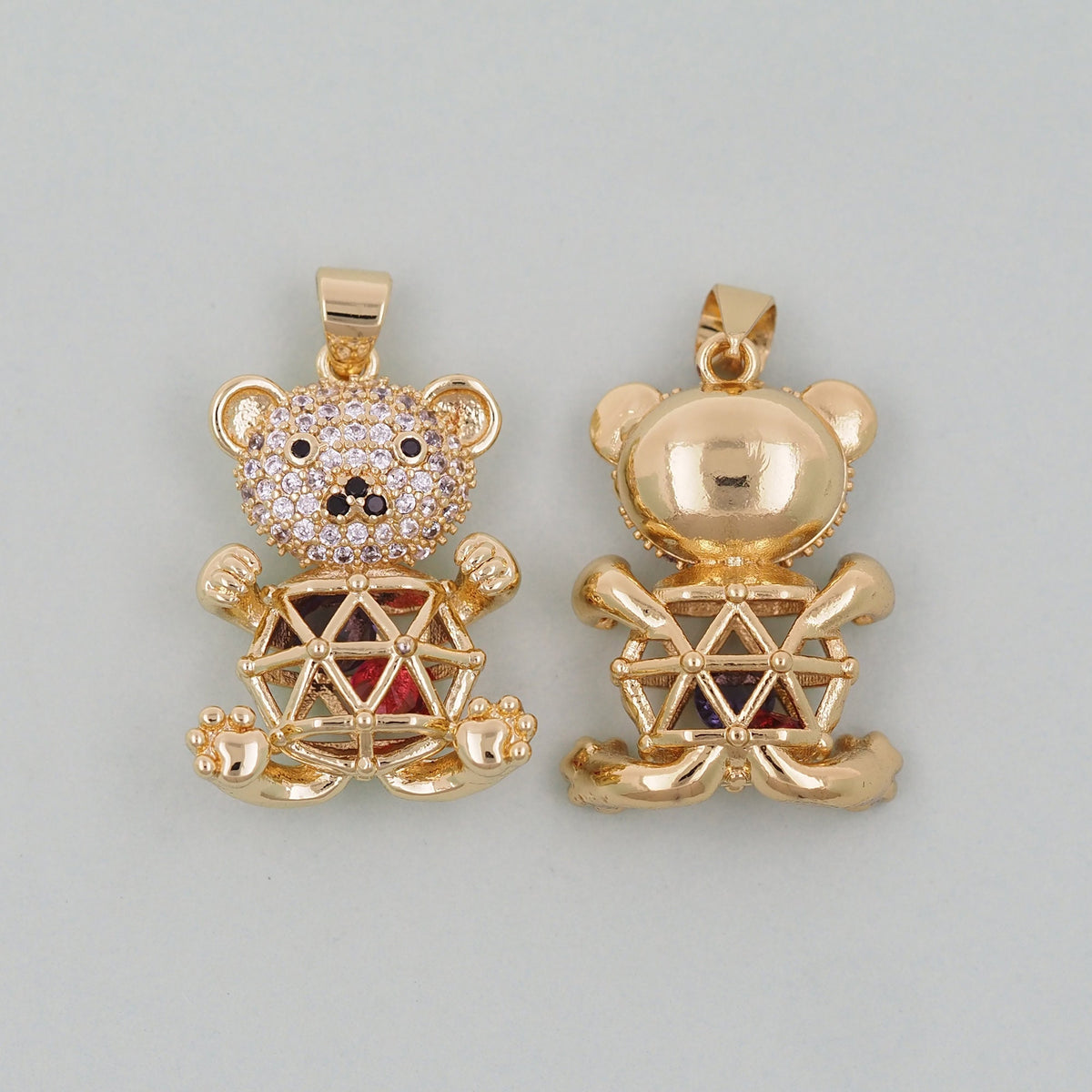 Gold Bear Charms,18K Gold Filled Bear Pendant,cute Bear Charm Bracelet Necklace for DIY Jewelry Making Supply