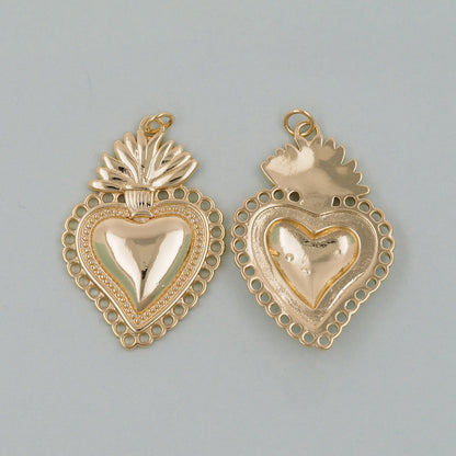18K Gold Filled Heart Charm Pendant for Jewelry Making