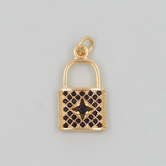 Gold Key Lock Charms,18K Gold Filled Key Pendant,Heart Lock Charm Bracelet Necklace for DIY Jewelry Making Supply