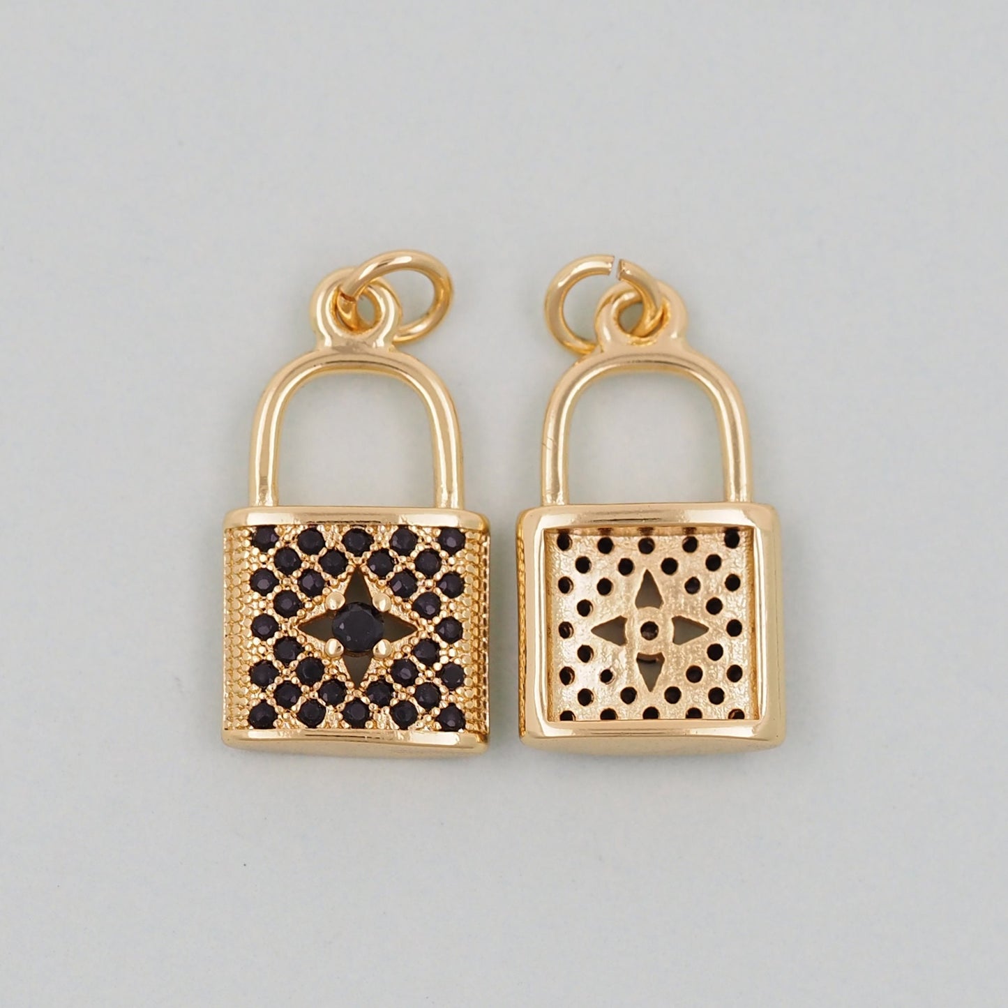 Gold Key Lock Charms,18K Gold Filled Key Pendant,Heart Lock Charm Bracelet Necklace for DIY Jewelry Making Supply