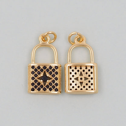 Gold Key Lock Charms,18K Gold Filled Key Pendant,Heart Lock Charm Bracelet Necklace for DIY Jewelry Making Supply