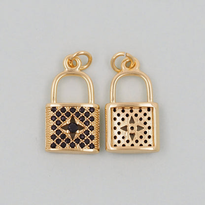Gold Key Lock Charms,18K Gold Filled Key Pendant,Heart Lock Charm Bracelet Necklace for DIY Jewelry Making Supply