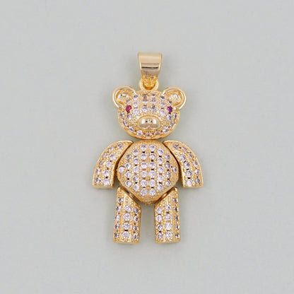 Gold Bear Charms,18K Gold Filled Bear Pendant,cute Bear Charm Bracelet Necklace for DIY Jewelry Making Supply