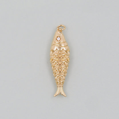 Gold fish Charms,18K Gold Filled CZ fish Pendant,fish Charm Bracelet Necklace for DIY Jewelry Making Supply