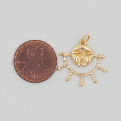 Gold Sun Charms,18K Gold Filled Sun Pendant,celestial  Charm Bracelet Necklace for DIY Jewelry Making Supply