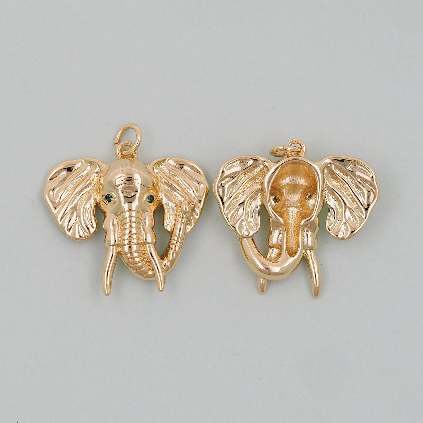Gold Elephant Head Charms,18K Gold Filled CZ Elephant Pendant,Elephant Charm Bracelet Necklace for DIY Jewelry Making Supply