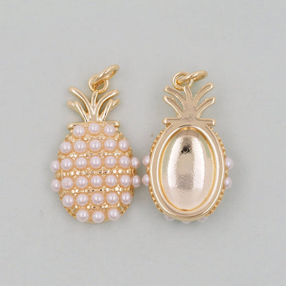 Gold Pineapple Charms,18K Gold Filled Pineapple Pendant,Fruit Charm Bracelet Necklace for DIY Jewelry Making Supply