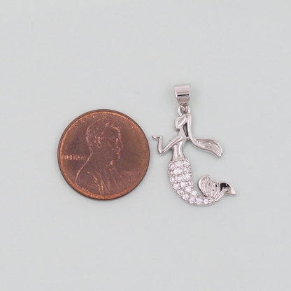Gold Mermaid  Charms,18K Gold Filled Tail Pendant,CZ Micro Pave Mermaid Tail Charm Bracelet Necklace for DIY Jewelry Making S