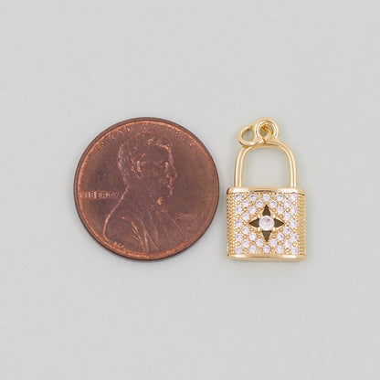 Gold Key Lock Charms,18K Gold Filled Key Pendant,Heart Lock Charm Bracelet Necklace for DIY Jewelry Making Supply