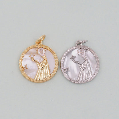 Gold Virgo Charms,18K Gold Filled Virgo Pendant,Virgo Charm Bracelet Necklace for DIY Jewelry Making Supply