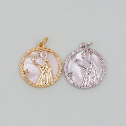 Gold Virgo Charms,18K Gold Filled Virgo Pendant,Virgo Charm Bracelet Necklace for DIY Jewelry Making Supply