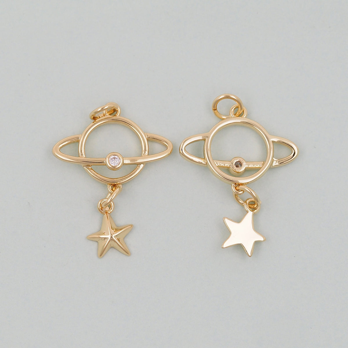 Gold Saturn Charms,18K Gold Filled Saturn Pendant,Silver Celestial Charm Bracelet Necklace for DIY Jewelry Making Supply