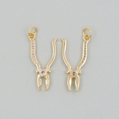 Gold Pliers Charms,18K Gold Filled pliers Pendant,pliers Charm Bracelet Necklace for DIY Jewelry Making Supply
