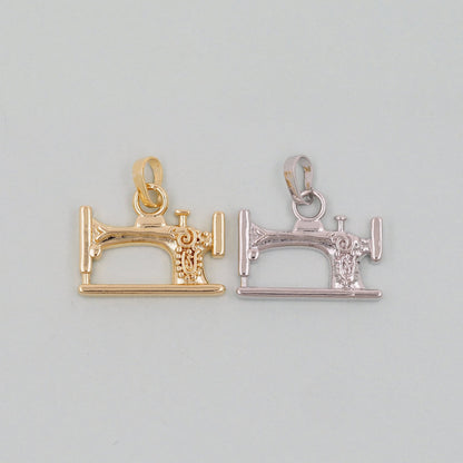 Gold sewing machine Charms,18K Gold Filled sewing machine Pendant,sewing machine Charm Bracelet Necklace for DIY Jewelry Making Supply