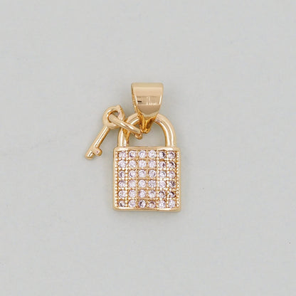Gold Key Lock Charms,18K Gold Filled Key Pendant,Lock Charm Bracelet Necklace for DIY Jewelry Making Supply