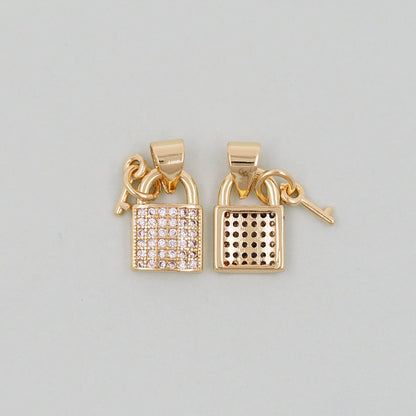 Gold Key Lock Charms,18K Gold Filled Key Pendant,Lock Charm Bracelet Necklace for DIY Jewelry Making Supply
