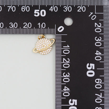 Gold Saturn Charms,18K Gold Filled Saturn Pendant,Silver Celestial Charm Bracelet Necklace for DIY Jewelry Making Supply