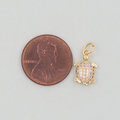 Gold turtle Charms,18K Gold Filled turtle Pendant,turtle Charm Bracelet Necklace for DIY Jewelry Making Supply