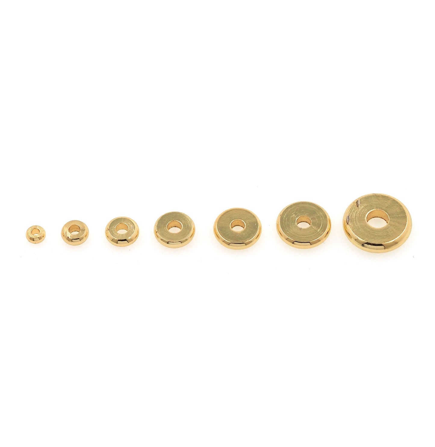 100pcs 18K Gold Tiny Flat Round Spacer Beads,Bracelet Beads,Disc Spacer Beads for Bracelet Jewelry Necklace Making Supply