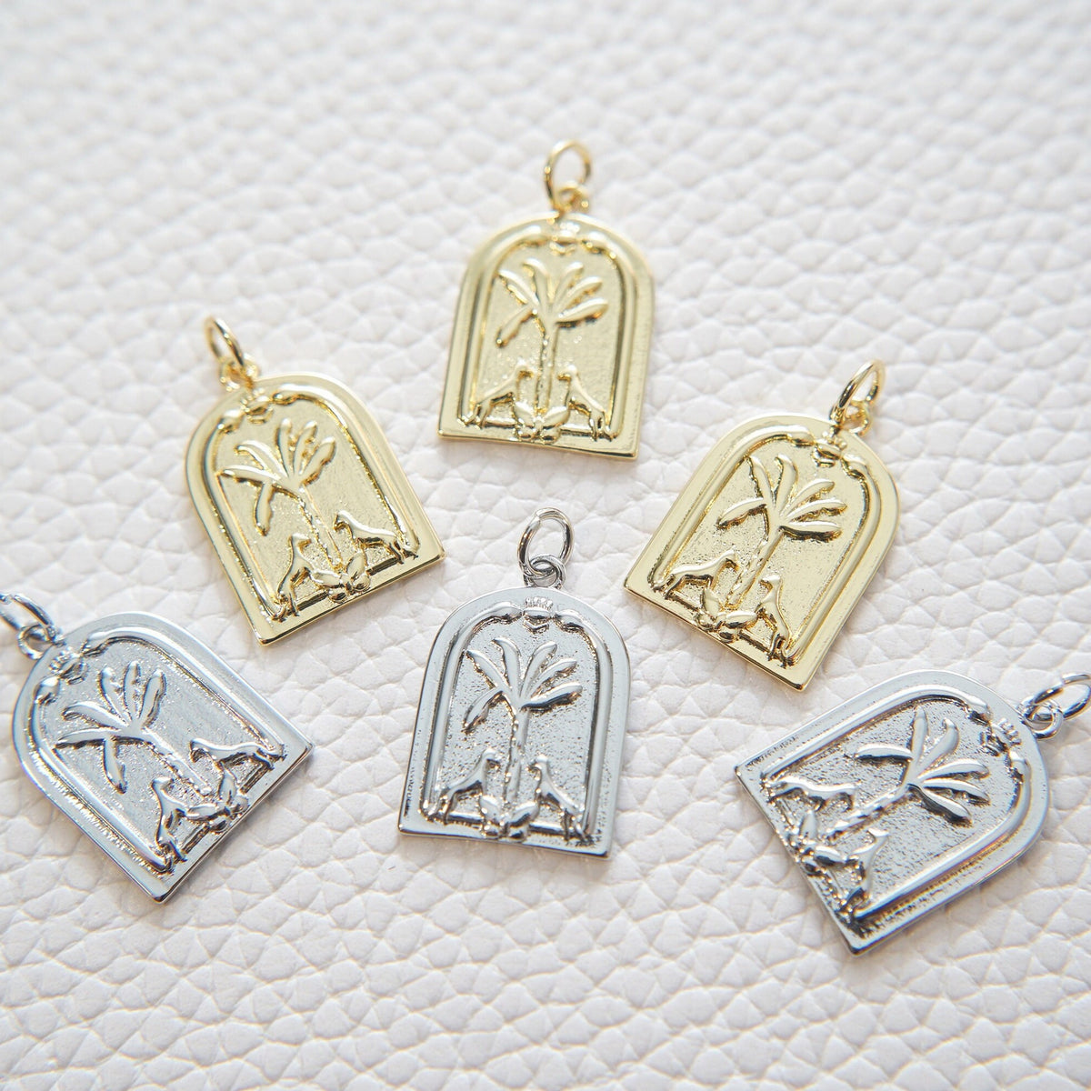 Gold geometry Charm,18K Gold Filled Cubic Zirconia Geometric Pendant,Silver Medal Charm Bracelet Necklace for DIY Jewelry Mak