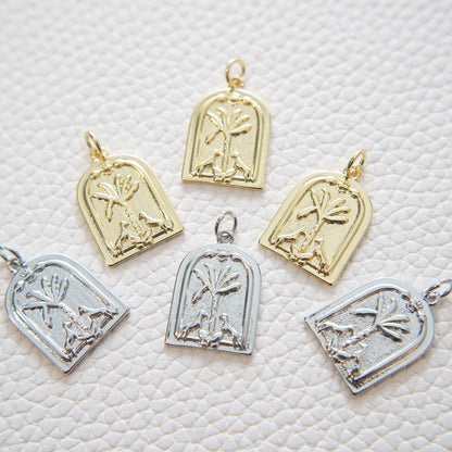 Gold geometry Charm,18K Gold Filled Cubic Zirconia Geometric Pendant,Silver Medal Charm Bracelet Necklace for DIY Jewelry Mak