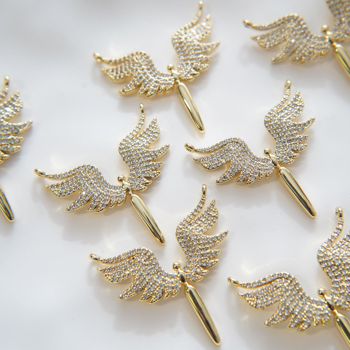 Gold Angel Charms,18K Gold Filled CZ Angel Pendant,Angel Charm Bracelet Necklace for DIY Jewelry Making Supply