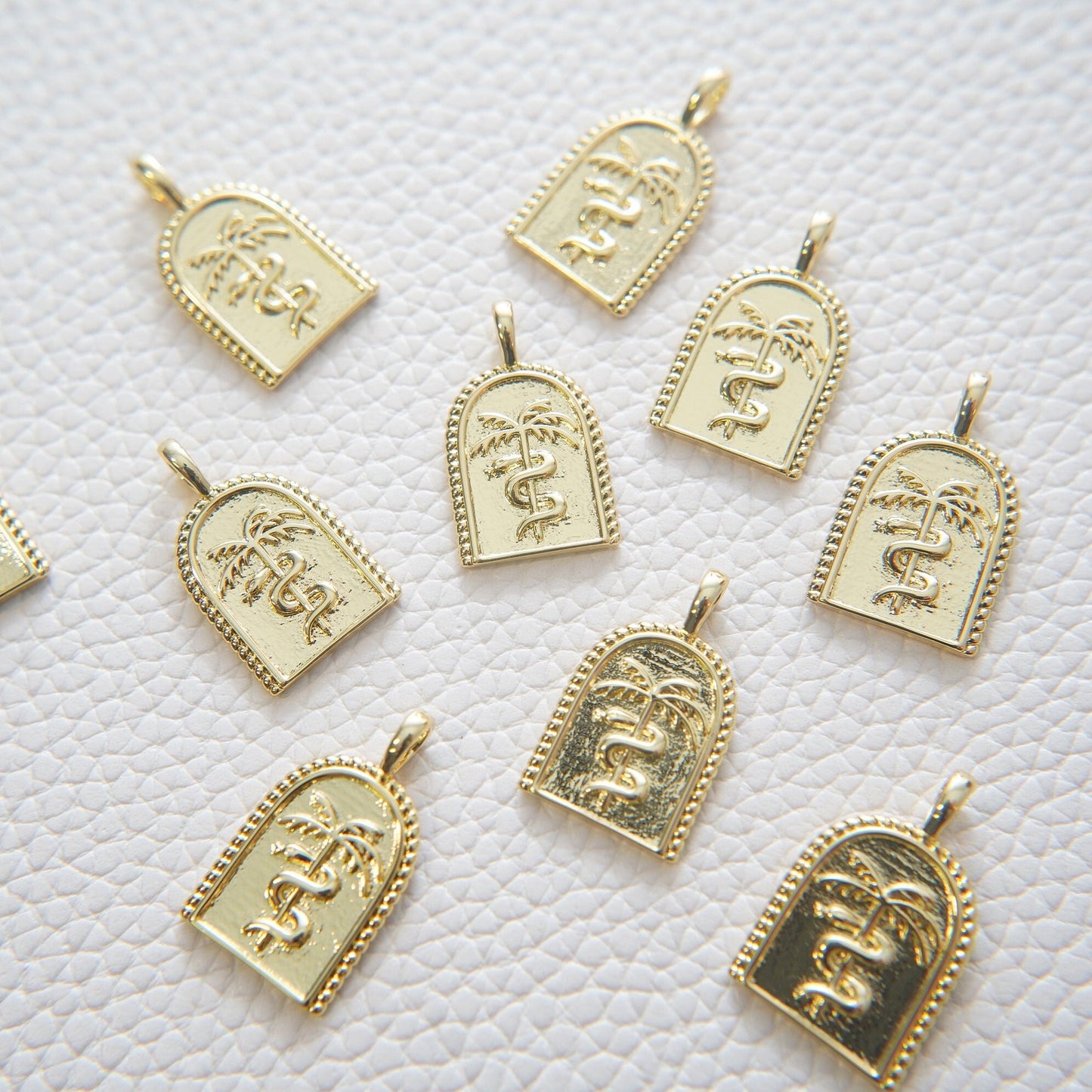 Gold coconut tree Charms,18K Gold Filled snake Pendant,coconut tree Charm Bracelet Necklace for DIY Jewelry Making Supply