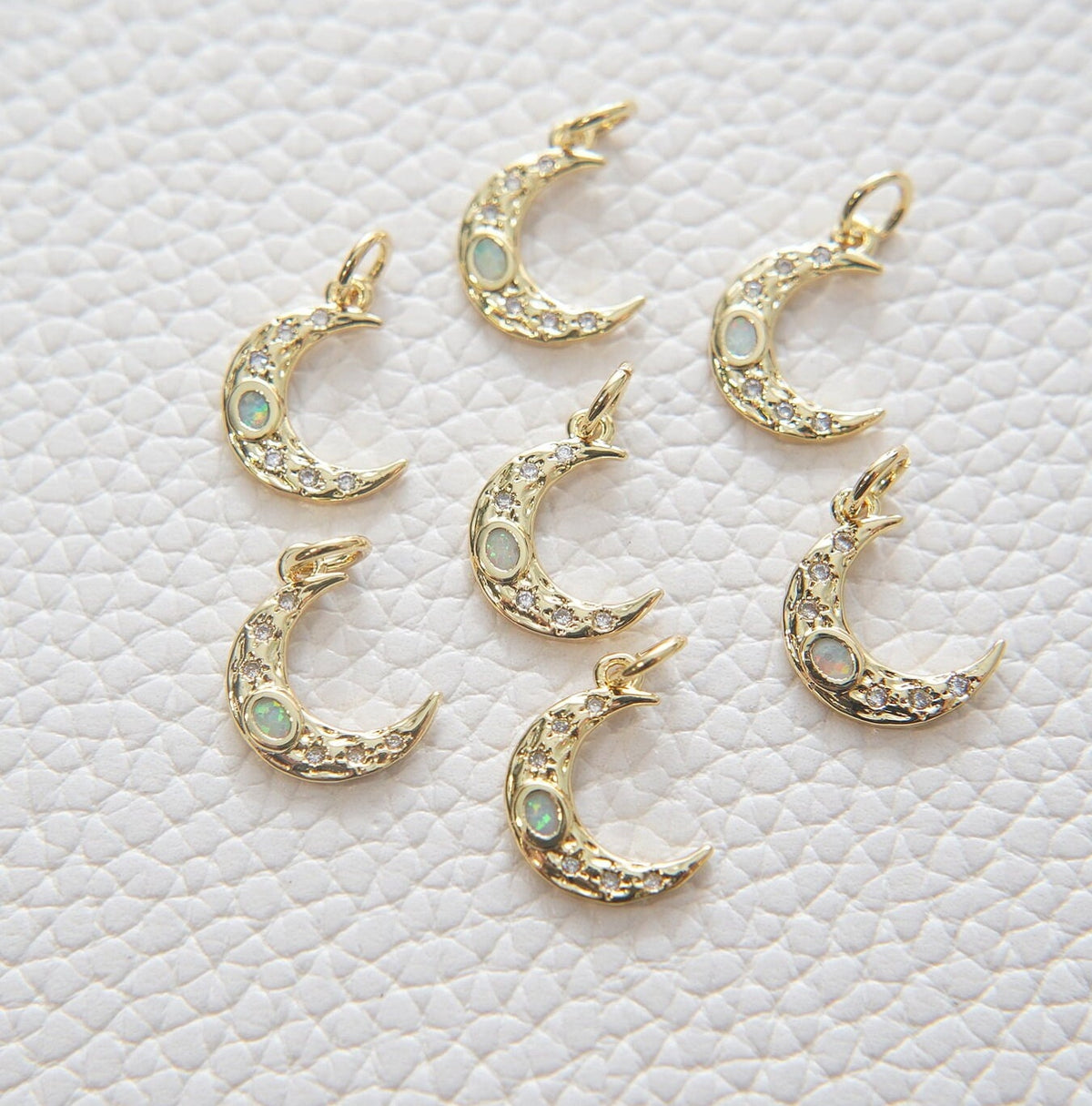 18K Gold Filled Cubic Zirconia Moon Charm Pendant for Jewelry Making