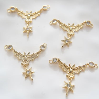 Gold bat Charms,18K Gold Filled bat Pendant,bat Charm Bracelet Necklace for DIY Jewelry Making Supply