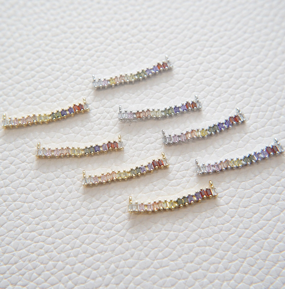 Gold Rectangle Charms,18K Gold Filled CZ rectangle Pendant,Strip crystal Charm Bracelet Necklace for DIY Jewelry Making Suppl