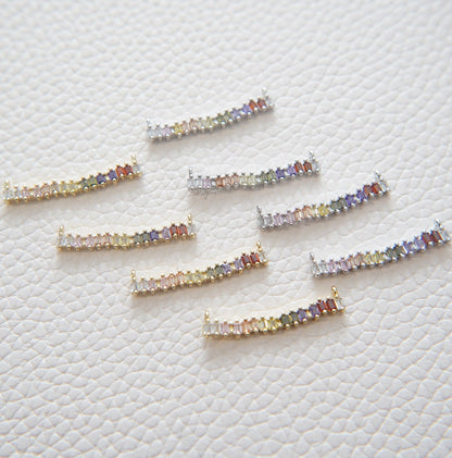 Gold Rectangle Charms,18K Gold Filled CZ rectangle Pendant,Strip crystal Charm Bracelet Necklace for DIY Jewelry Making Suppl