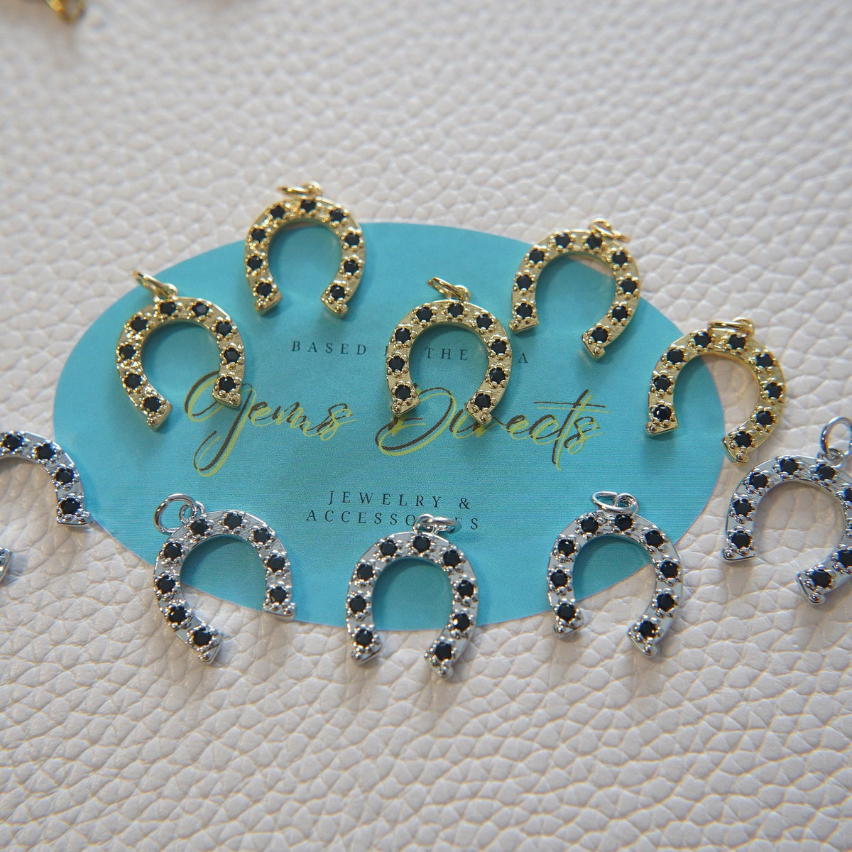 Gold horseshoe Charms,18K Gold Filled CZ horseshoe Pendant,horseshoe Charm Bracelet Necklace for DIY Jewelry Making Supply
