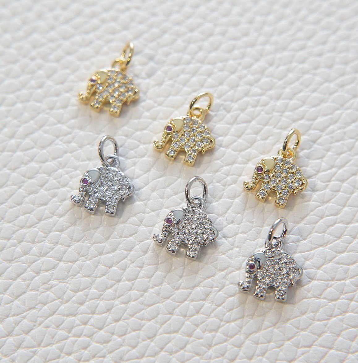 18K Gold Filled Elephant CZ Charm Pendant for Jewelry Making