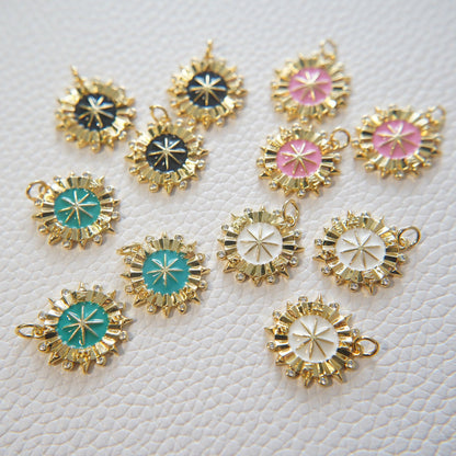 Gold compass Charms,18K Gold Filled Star  Pendant,Celestial Charm Bracelet Necklace for DIY Jewelry Making Supply