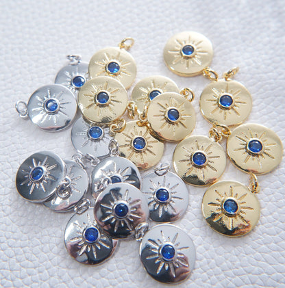 Gold Sun Charms,18K Gold Filled Sun Pendant,Celestial Charm Bracelet Necklace for DIY Jewelry Making Supply
