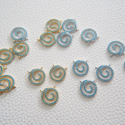 Gold Round Swirl Charms,18K Gold Filled swirl Pendant,Silver swirl Charm Bracelet Necklace for DIY Jewelry Making Supply